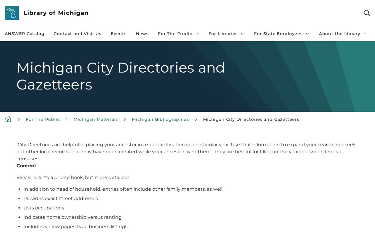 Troy city directory entry research using the Michigan guide