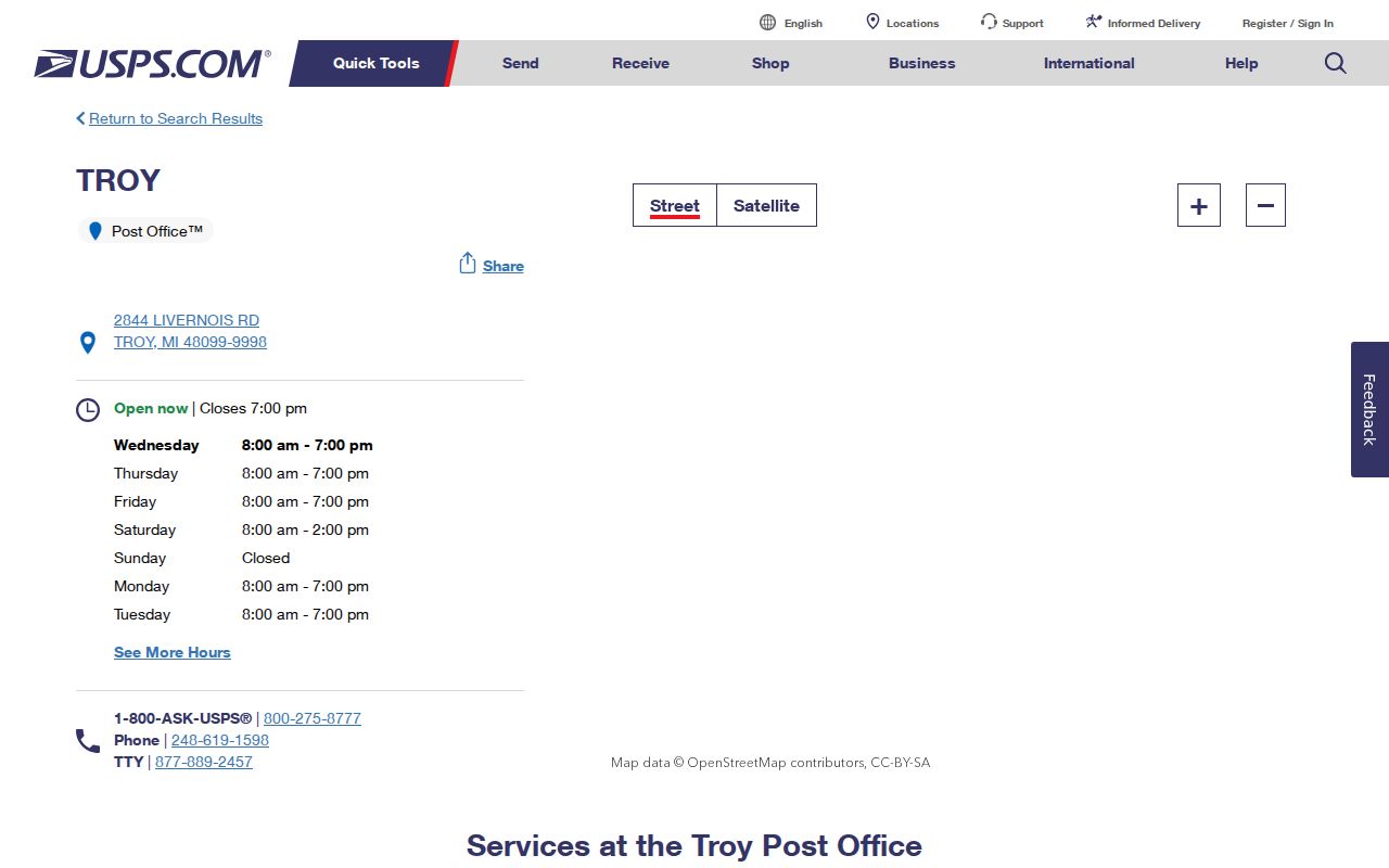 Troy ZIP code directory check using the Troy USPS post office
